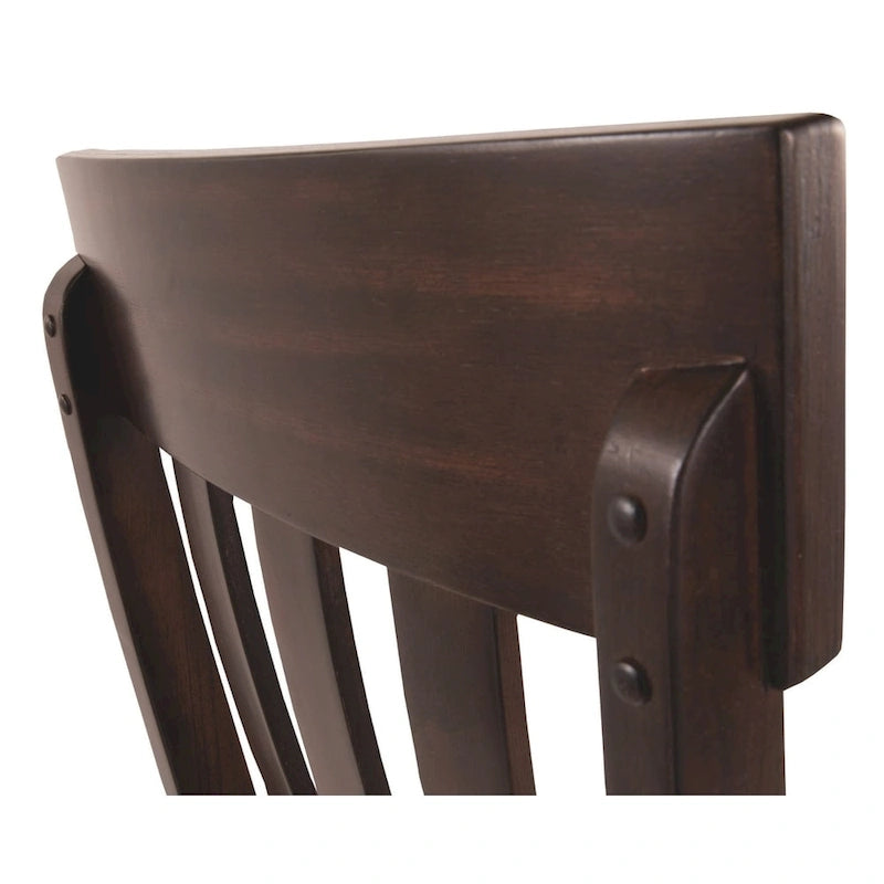Dining Chair - Dark Brown, Wide-Slat Rake-Back, Lumbar Support, Cushioned Seat, Clean-Lined Classic Style, Dining Height