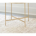 Round End Table - Faux Marble Top, Gold Metal Legs, White/Gold, Handcrafted, Elegant Design, Side Table, Living Room