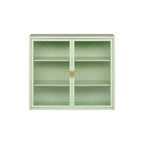 Glass Door Wall Cabinet - 3-Tier Shelves, Fluted Glass, Steel Frame, Wall/Floor Mount, 33 lbs Capacity, Retro Style