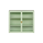 Glass Door Wall Cabinet - 3-Tier Shelves, Fluted Glass, Steel Frame, Wall/Floor Mount, 33 lbs Capacity, Retro Style