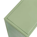 Glass Door Wall Cabinet - 3-Tier Shelves, Fluted Glass, Steel Frame, Wall/Floor Mount, 33 lbs Capacity, Retro Style