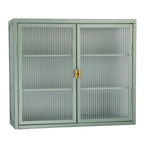 Glass Door Wall Cabinet - 3-Tier Shelves, Fluted Glass, Steel Frame, Wall/Floor Mount, 33 lbs Capacity, Retro Style