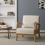Upholstered Accent Chair - 25.8"W x 28.7"H x 32.3"D, Cotton/Linen, Wood Frame, 350 lbs, Mid-Century Modern, 5 Colors
