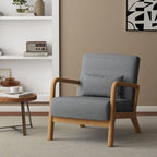 Upholstered Accent Chair - 25.8"W x 28.7"H x 32.3"D, Cotton/Linen, Wood Frame, 350 lbs, Mid-Century Modern, 5 Colors