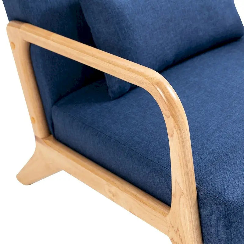 Upholstered Accent Chair - 25.8"W x 28.7"H x 32.3"D, Cotton/Linen, Wood Frame, 350 lbs, Mid-Century Modern, 5 Colors