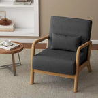 Upholstered Accent Chair - 25.8"W x 28.7"H x 32.3"D, Cotton/Linen, Wood Frame, 350 lbs, Mid-Century Modern, 5 Colors