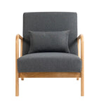 Upholstered Accent Chair - 25.8"W x 28.7"H x 32.3"D, Cotton/Linen, Wood Frame, 350 lbs, Mid-Century Modern, 5 Colors