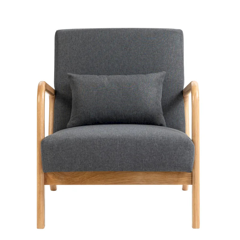 Upholstered Accent Chair - 25.8"W x 28.7"H x 32.3"D, Cotton/Linen, Wood Frame, 350 lbs, Mid-Century Modern, 5 Colors