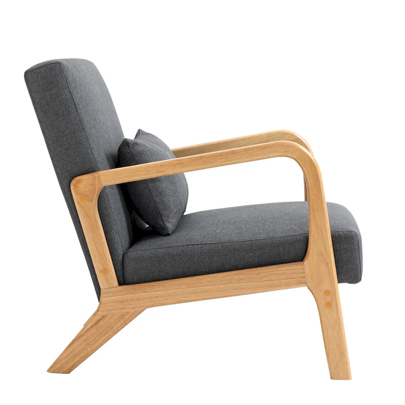 Upholstered Accent Chair - 25.8"W x 28.7"H x 32.3"D, Cotton/Linen, Wood Frame, 350 lbs, Mid-Century Modern, 5 Colors