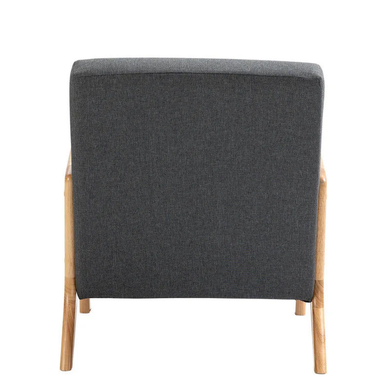 Upholstered Accent Chair - 25.8"W x 28.7"H x 32.3"D, Cotton/Linen, Wood Frame, 350 lbs, Mid-Century Modern, 5 Colors