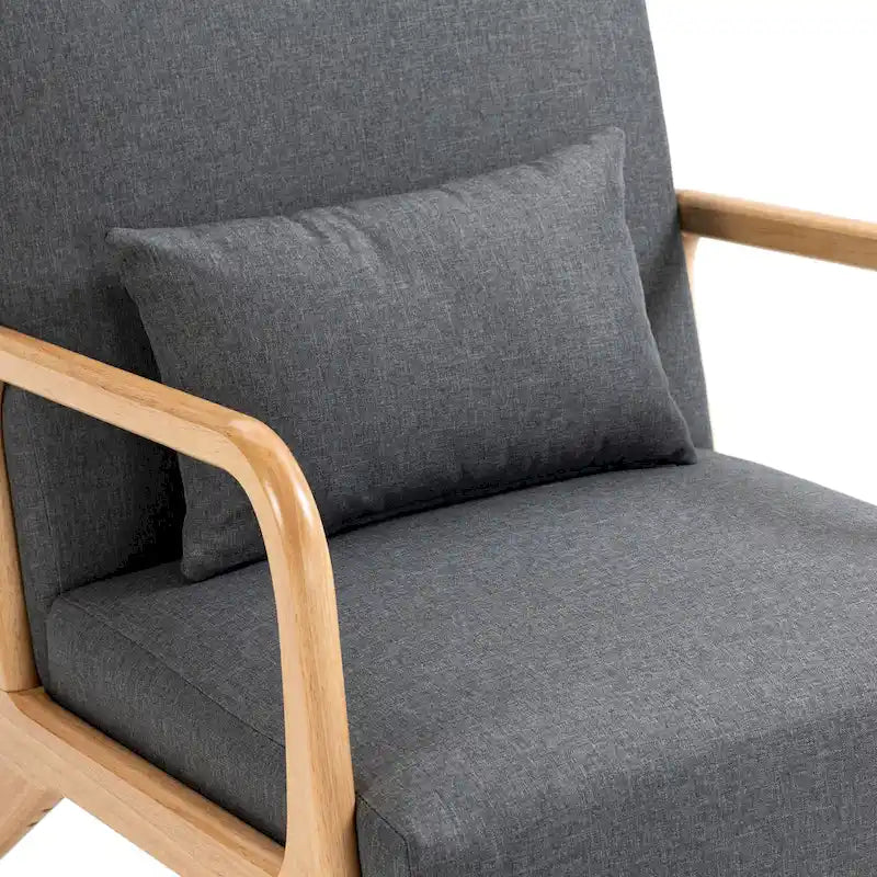 Upholstered Accent Chair - 25.8"W x 28.7"H x 32.3"D, Cotton/Linen, Wood Frame, 350 lbs, Mid-Century Modern, 5 Colors