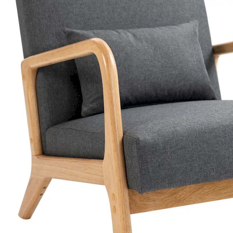 Upholstered Accent Chair - 25.8"W x 28.7"H x 32.3"D, Cotton/Linen, Wood Frame, 350 lbs, Mid-Century Modern, 5 Colors