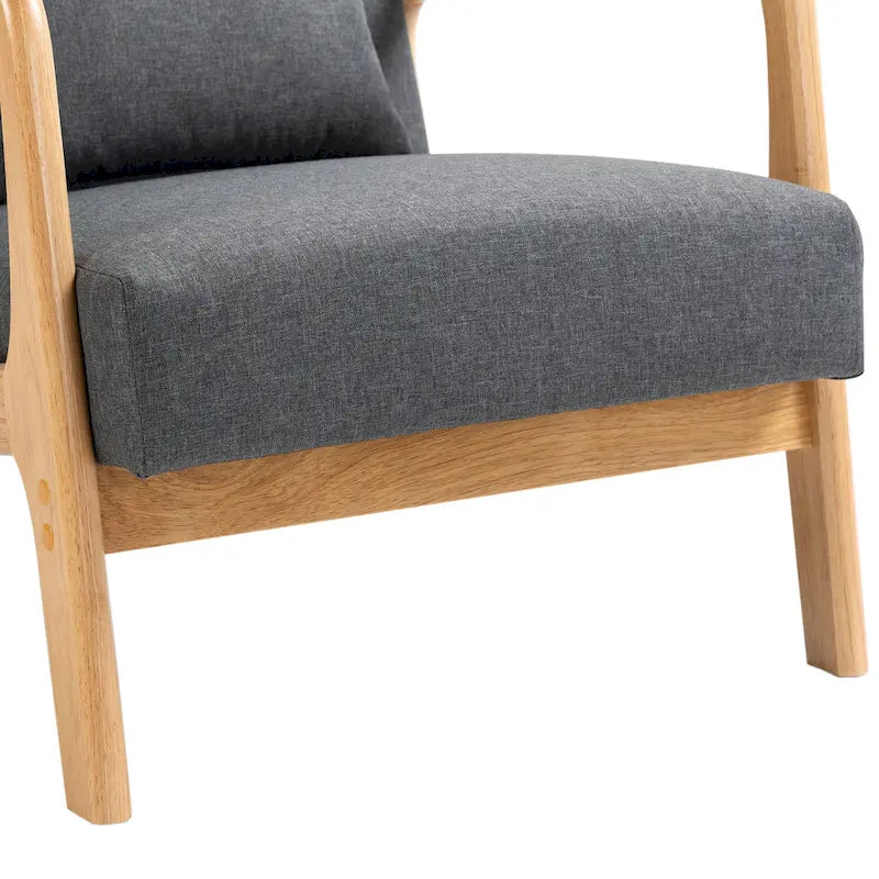 Upholstered Accent Chair - 25.8"W x 28.7"H x 32.3"D, Cotton/Linen, Wood Frame, 350 lbs, Mid-Century Modern, 5 Colors
