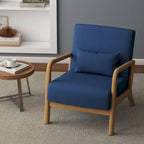 Upholstered Accent Chair - 25.8"W x 28.7"H x 32.3"D, Cotton/Linen, Wood Frame, 350 lbs, Mid-Century Modern, 5 Colors