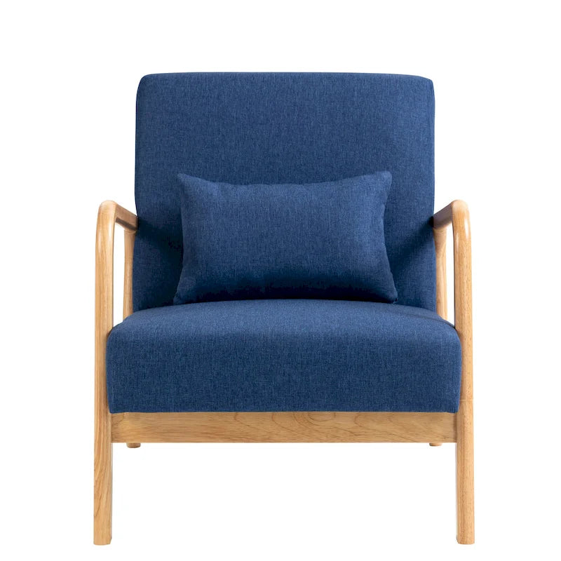 Upholstered Accent Chair - 25.8"W x 28.7"H x 32.3"D, Cotton/Linen, Wood Frame, 350 lbs, Mid-Century Modern, 5 Colors