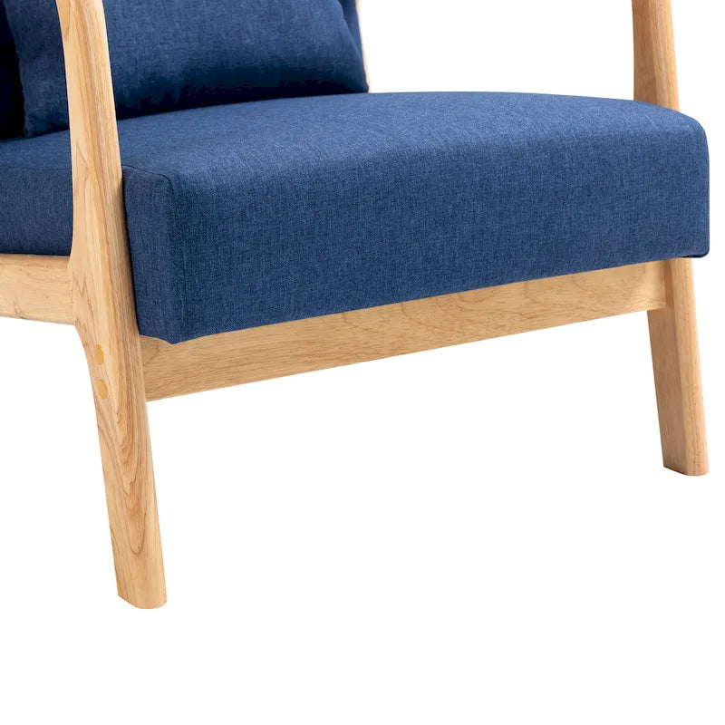 Upholstered Accent Chair - 25.8"W x 28.7"H x 32.3"D, Cotton/Linen, Wood Frame, 350 lbs, Mid-Century Modern, 5 Colors