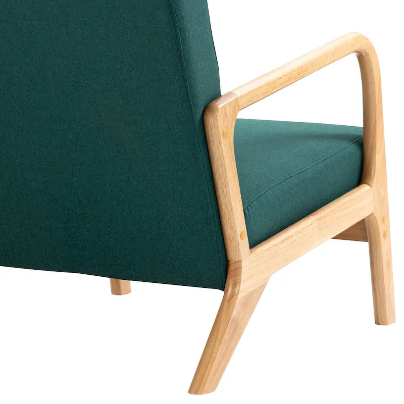 Upholstered Accent Chair - 25.8"W x 28.7"H x 32.3"D, Cotton/Linen, Wood Frame, 350 lbs, Mid-Century Modern, 5 Colors