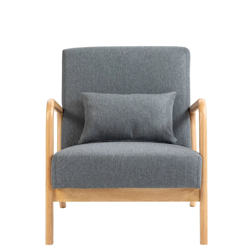 Upholstered Accent Chair - 25.8"W x 28.7"H x 32.3"D, Cotton/Linen, Wood Frame, 350 lbs, Mid-Century Modern, 5 Colors