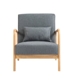 Upholstered Accent Chair - 25.8"W x 28.7"H x 32.3"D, Cotton/Linen, Wood Frame, 350 lbs, Mid-Century Modern, 5 Colors