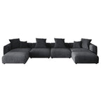 Corduroy Sofa - 181.1"W, Oversized, Reversible, Removable Covers, 660 lbs/Seat, Solid Wood Frame, 6 Pillows, Black/Brown/Beige