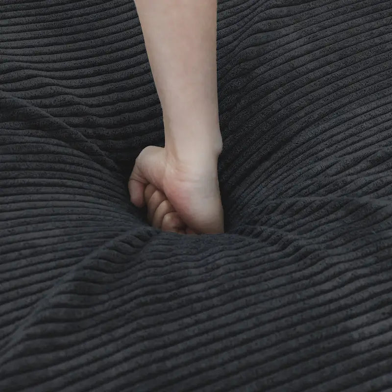 Corduroy Sofa - 181.1"W, Oversized, Reversible, Removable Covers, 660 lbs/Seat, Solid Wood Frame, 6 Pillows, Black/Brown/Beige