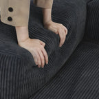 Corduroy Sofa - 181.1"W, Oversized, Reversible, Removable Covers, 660 lbs/Seat, Solid Wood Frame, 6 Pillows, Black/Brown/Beige