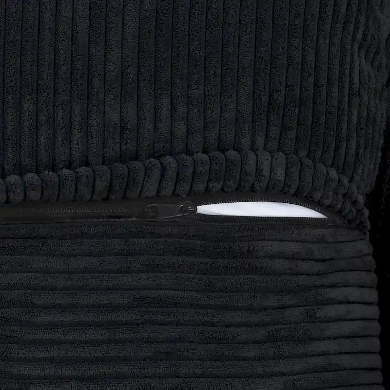 Corduroy Sofa - 181.1"W, Oversized, Reversible, Removable Covers, 660 lbs/Seat, Solid Wood Frame, 6 Pillows, Black/Brown/Beige