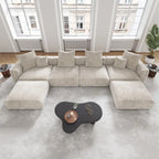 Corduroy Sofa - 181.1"W, Oversized, Reversible, Removable Covers, 660 lbs/Seat, Solid Wood Frame, 6 Pillows, Black/Brown/Beige