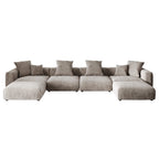 Corduroy Sofa - 181.1"W, Oversized, Reversible, Removable Covers, 660 lbs/Seat, Solid Wood Frame, 6 Pillows, Black/Brown/Beige