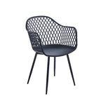 Dining Chairs with Armrests - Plastic/Iron, 23.6"W x 22"D x 32.9"H, Waterproof, Geometric Back, 3 Colors, 2 Chairs
