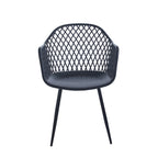 Dining Chairs with Armrests - Plastic/Iron, 23.6"W x 22"D x 32.9"H, Waterproof, Geometric Back, 3 Colors, 2 Chairs