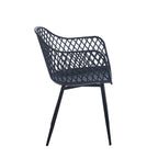 Dining Chairs with Armrests - Plastic/Iron, 23.6"W x 22"D x 32.9"H, Waterproof, Geometric Back, 3 Colors, 2 Chairs