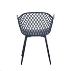 Dining Chairs with Armrests - Plastic/Iron, 23.6"W x 22"D x 32.9"H, Waterproof, Geometric Back, 3 Colors, 2 Chairs