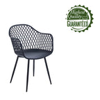Dining Chairs with Armrests - Plastic/Iron, 23.6"W x 22"D x 32.9"H, Waterproof, Geometric Back, 3 Colors, 2 Chairs