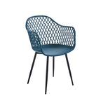Dining Chairs with Armrests - Plastic/Iron, 23.6"W x 22"D x 32.9"H, Waterproof, Geometric Back, 3 Colors, 2 Chairs