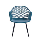 Dining Chairs with Armrests - Plastic/Iron, 23.6"W x 22"D x 32.9"H, Waterproof, Geometric Back, 3 Colors, 2 Chairs