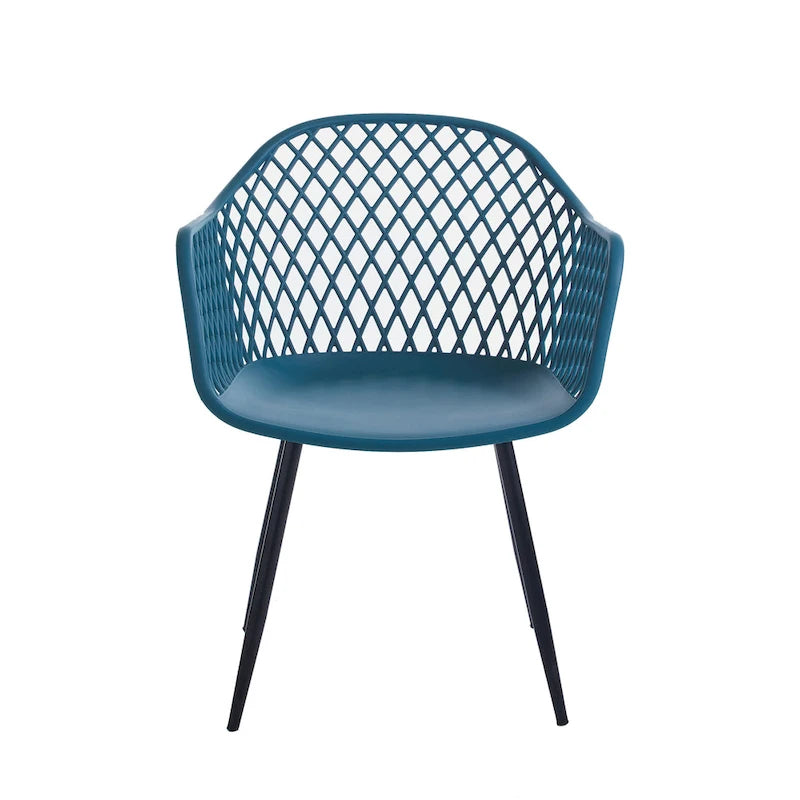 Dining Chairs with Armrests - Plastic/Iron, 23.6"W x 22"D x 32.9"H, Waterproof, Geometric Back, 3 Colors, 2 Chairs