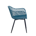 Dining Chairs with Armrests - Plastic/Iron, 23.6"W x 22"D x 32.9"H, Waterproof, Geometric Back, 3 Colors, 2 Chairs