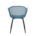 Dining Chairs with Armrests - Plastic/Iron, 23.6"W x 22"D x 32.9"H, Waterproof, Geometric Back, 3 Colors, 2 Chairs