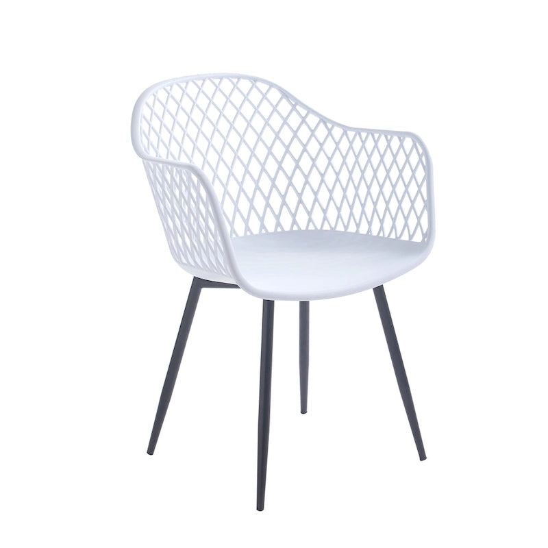 Dining Chairs with Armrests - Plastic/Iron, 23.6"W x 22"D x 32.9"H, Waterproof, Geometric Back, 3 Colors, 2 Chairs