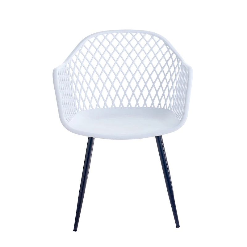 Dining Chairs with Armrests - Plastic/Iron, 23.6"W x 22"D x 32.9"H, Waterproof, Geometric Back, 3 Colors, 2 Chairs