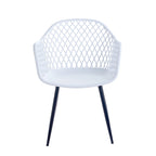 Dining Chairs with Armrests - Plastic/Iron, 23.6"W x 22"D x 32.9"H, Waterproof, Geometric Back, 3 Colors, 2 Chairs