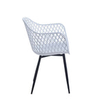 Dining Chairs with Armrests - Plastic/Iron, 23.6"W x 22"D x 32.9"H, Waterproof, Geometric Back, 3 Colors, 2 Chairs