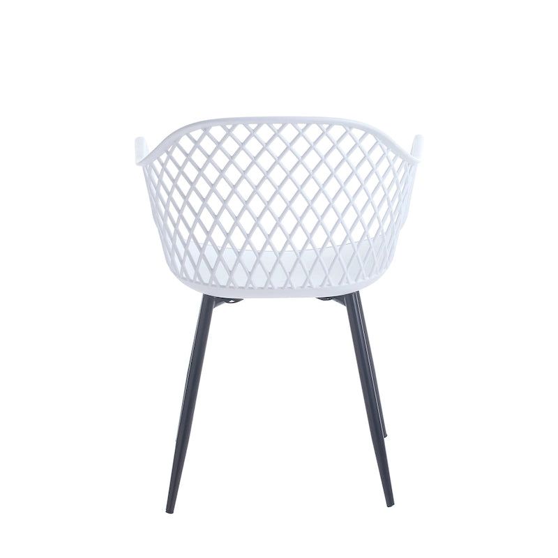 Dining Chairs with Armrests - Plastic/Iron, 23.6"W x 22"D x 32.9"H, Waterproof, Geometric Back, 3 Colors, 2 Chairs
