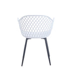 Dining Chairs with Armrests - Plastic/Iron, 23.6"W x 22"D x 32.9"H, Waterproof, Geometric Back, 3 Colors, 2 Chairs