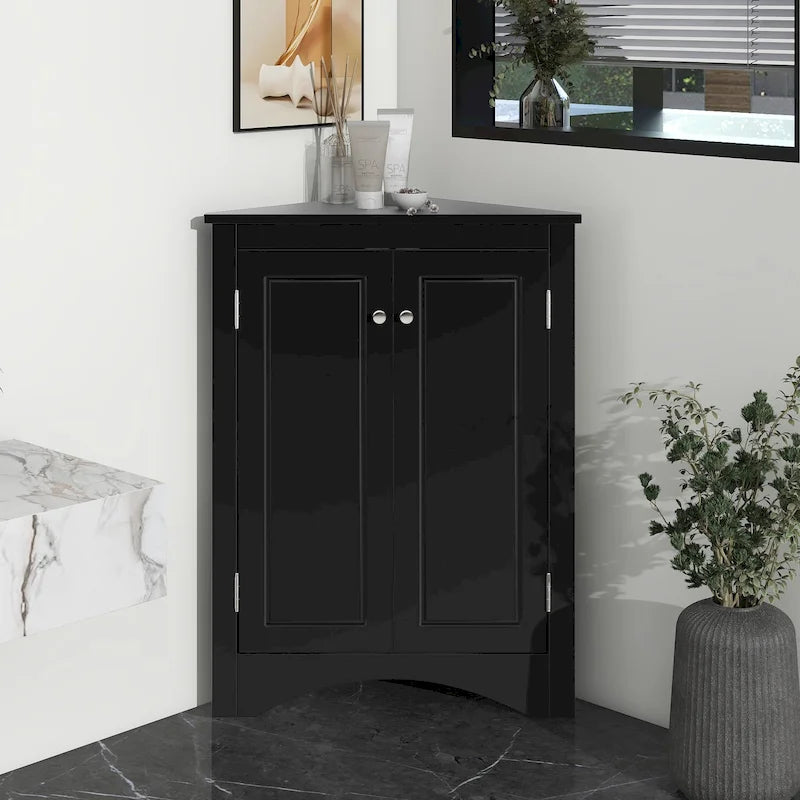 Triangle Corner Cabinet - 17.2"W x 17.2"D x 31.5"H, Bathroom Storage, Adjustable Shelves, MDF, Waterproof, 7 Colors