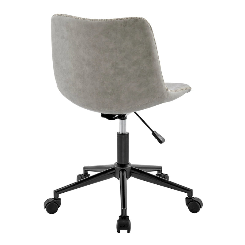 PU Swivel Office Chair - Faux Leather, 360° Swivel, Adjustable Height 18-22", Powder-Coated Steel, Casters, Brown/Grey