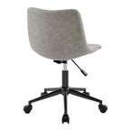 PU Swivel Office Chair - Faux Leather, 360° Swivel, Adjustable Height 18-22", Powder-Coated Steel, Casters, Brown/Grey