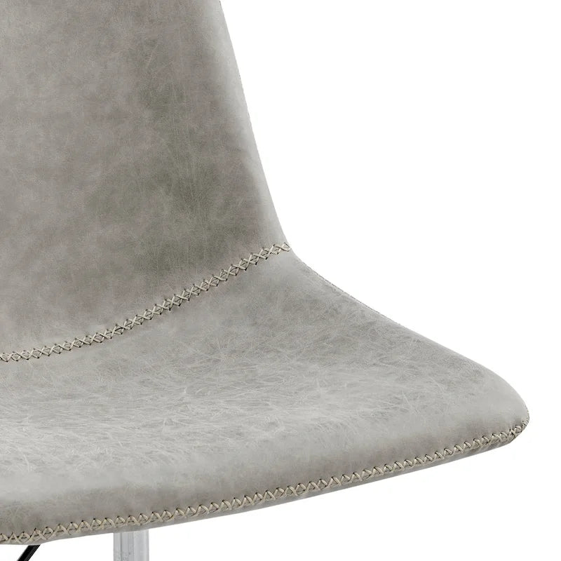 PU Swivel Office Chair - Faux Leather, 360° Swivel, Adjustable Height 18-22", Powder-Coated Steel, Casters, Brown/Grey