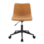 PU Swivel Office Chair - Faux Leather, 360° Swivel, Adjustable Height 18-22", Powder-Coated Steel, Casters, Brown/Grey